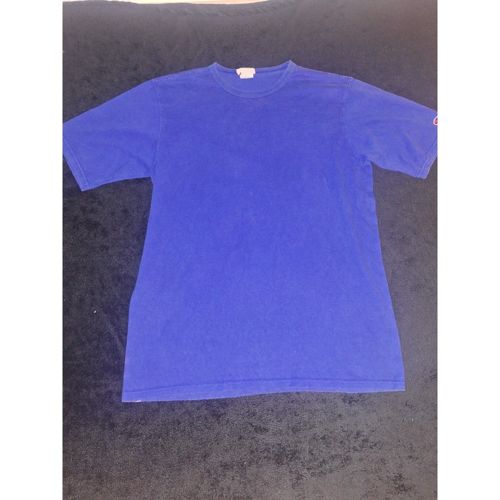 Champion Blue Solid Cotton Knit Logo Tee Men's XL Crew Neck Short Sleeve